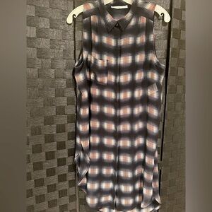 Sheer plaid sleeveless top